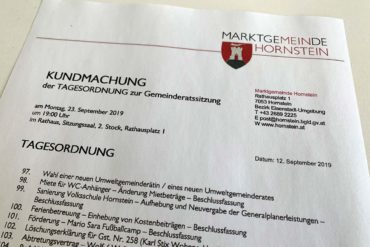 Tagesordnung GR Sitzung 23.09.2019